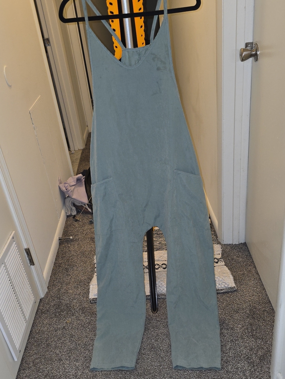 NWOT Relaxed Sage Green Cotton-Blend Overalls Jumpsuit